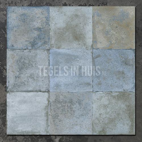 Vintage vloertegel wandtegel fs etna blue blauw 33x33 9 in, Doe-het-zelf en Verbouw, Tegels, Vloertegels, Nieuw, 10 m² of meer