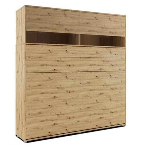 Murphy Horizontaal Opklapbed 140x200 Opzetkast - Eiken, Huis en Inrichting, Slaapkamer | Bedden, Nieuw, Verzenden