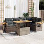 vidaXL 6-delige Loungeset met kussens poly rattan acacia, Verzenden, Nieuw, Rotan, Loungeset
