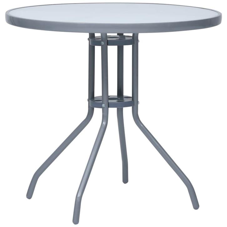 vidaXL Tuintafel 80 cm staal en glas lichtgrijs, Tuin en Terras, Tuintafels, Nieuw, Verzenden