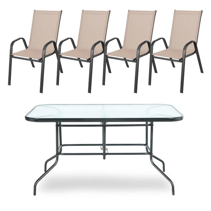 Elegante Tuinset 140x80 | OP = OP | Tuinmeubelen, Tuin en Terras, Tuinsets en Loungesets, Nieuw, Textileen, Tuinset, 4 zitplaatsen