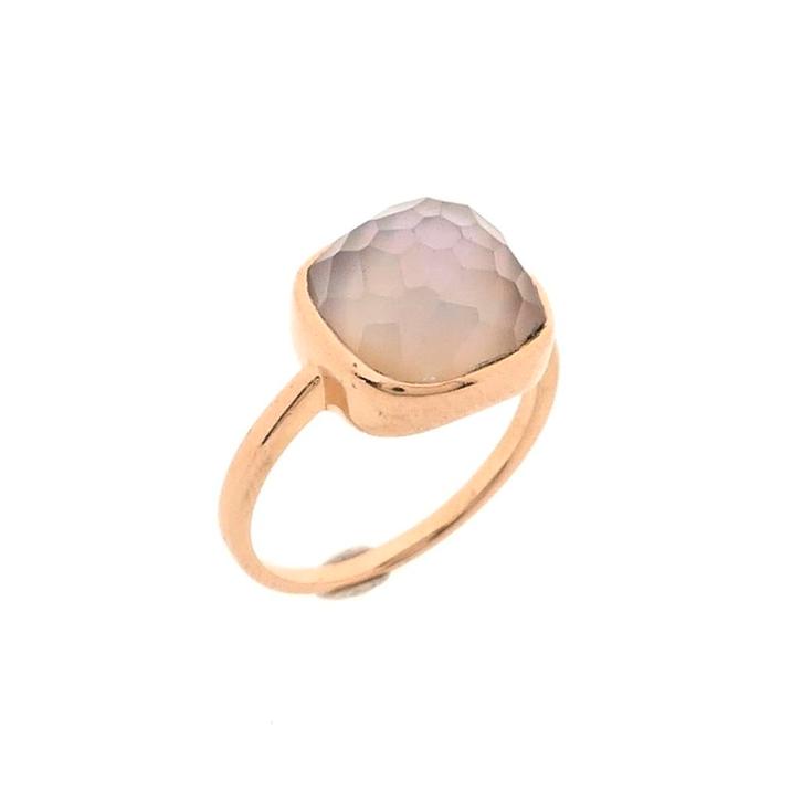 Rosé gouden ring met maansteen (roségoud, facet geslepen), Sieraden, Tassen en Uiterlijk, Ringen, Dame, Met edelsteen, Overige kleuren