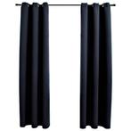 vidaXL Verduisteringsgordijnen met ringen 2 stuks zwart, Huis en Inrichting, Verzenden, Nieuw, Zwart