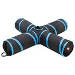 vidaXL Kattentunnel 4-voudig 132 cm polyester zwart en blauw, Verzenden, Nieuw