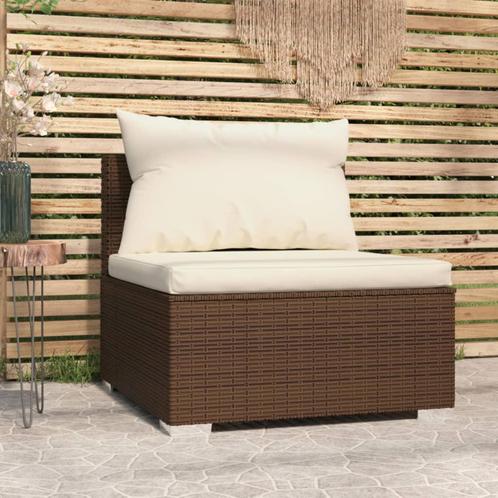 vidaXL Tuinmiddenbank met kussens poly rattan bruin, Tuin en Terras, Tuinsets en Loungesets, Nieuw, Rotan, Verzenden