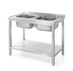 Hendi Dubbele Gootsteen Met Schap | 700mm | Kitchen Line | 1, Ophalen of Verzenden, Nieuw in verpakking