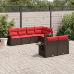 vidaXL 7-delige tuinbankset met kussens, bruin polyrotan, Tuin en Terras, Tuinsets en Loungesets, Verzenden, Nieuw, Rotan
