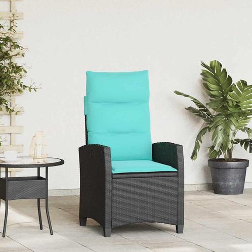 vidaXL Verstelbare tuinstoel met bijzettafel poly rattan, Tuin en Terras, Tuinstoelen, Nieuw, Rotan, Verzenden
