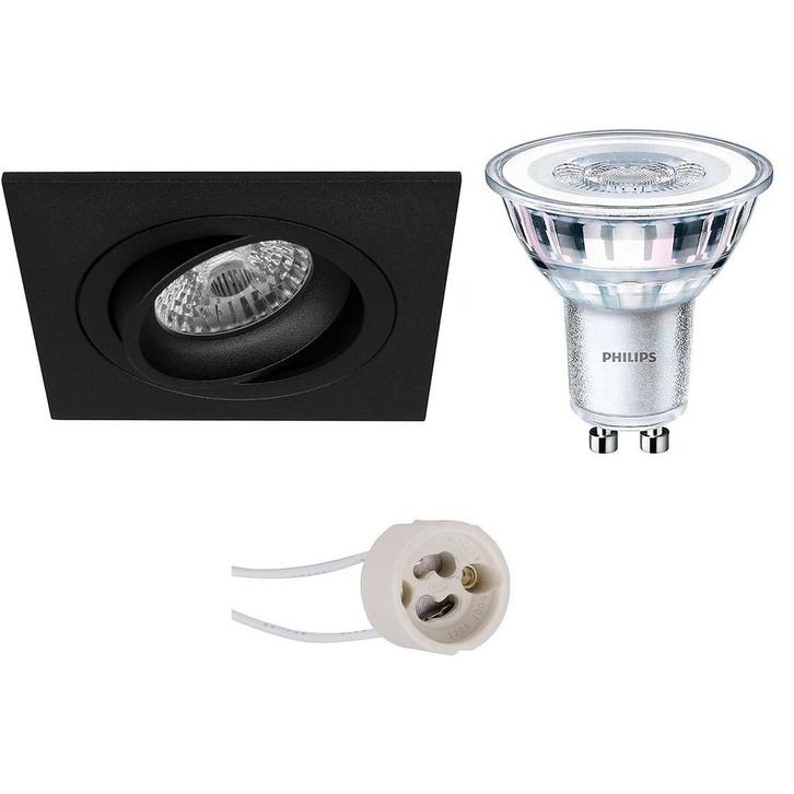 GU10 Inbouwspot Set - Mat Zwart - Rond - Verdiept - Philips, Huis en Inrichting, Lampen | Spots, Plafondspot of Wandspot, Nieuw
