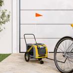vidaXL Hondenfietstrailer oxford stof en ijzer geel en zwart, Dieren en Toebehoren, Verzenden, Nieuw