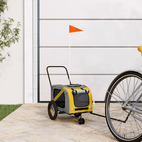 vidaXL Hondenfietstrailer oxford stof en ijzer geel en zwart, Dieren en Toebehoren, Overige Dieren-accessoires, Nieuw, Verzenden