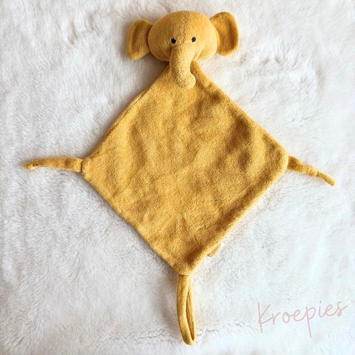 JOLLEIN knuffeldoekje speendoekje olifant | Mosterdgeel /, Kinderen en Baby's, Speelgoed | Knuffels en Pluche, Verzenden