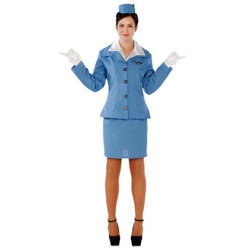 Stewardess kostuum - blauw, Hobby en Vrije tijd, Feestartikelen, Feestartikel, Nieuw, Verzenden