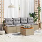 vidaXL Tuin Sofa Set 5 pcs Beige, lichtgrijs Groot, Verzenden, Nieuw, Rotan