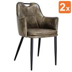 Stoelen | VICTORIA | Kunstleer/Metaal | Matte Olive | Zwarte, Verzenden, Nieuw in verpakking