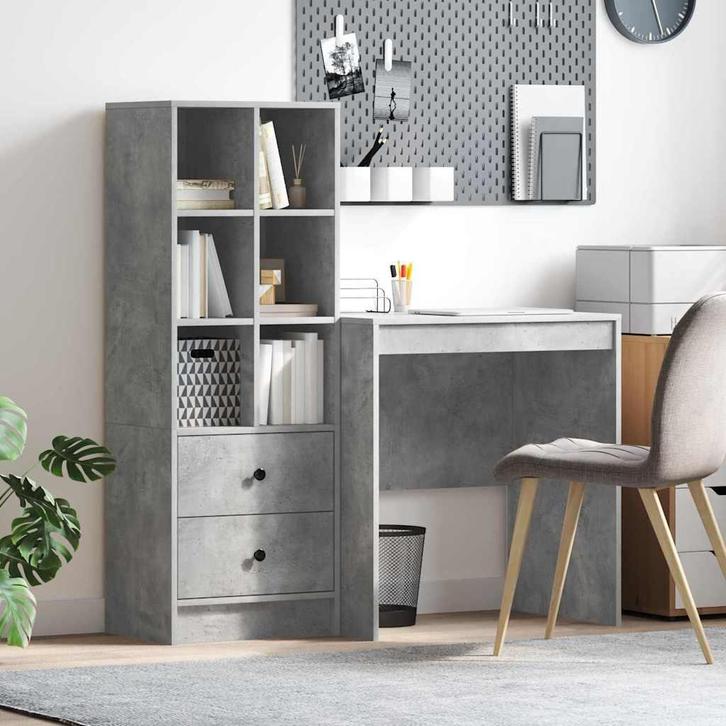 vidaXL Bureau met opbergruimte 2 pcs Beton Grijs 70 x 50 x, Huis en Inrichting, Kasten | Buffetkasten, Nieuw, 50 tot 100 cm, Overige houtsoorten