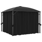 vidaXL Prieel met gordijnen 300x300x265 cm antraciet, Tuin en Terras, Partytenten, Verzenden, Nieuw