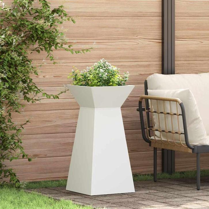 vidaXL Pilaar Plantenbak 2 pcs Wit 35 x 35 x 73 cm, Tuin en Terras, Bloembakken en Plantenbakken, Minder dan 60 cm, Nieuw, 60 cm of meer