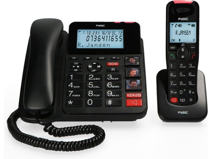 Fysic FX-8025 - Bureautelefoon + DECT handset - Groot, Telecommunicatie, Vaste telefoons | Handsets en Draadloos, Zo goed als nieuw