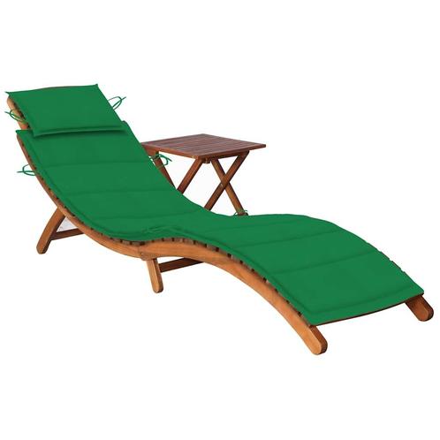 vidaXL Ligbed met tafeltje en kussen massief acaciahout, Tuin en Terras, Ligbedden, Nieuw, Verzenden