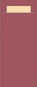 Bestekzakje bordeaux met ivoor servet Classic Ruby 600 stuks