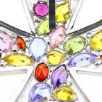 18 Krt. witgouden hanger Maltezer kruis met mix van edels..., Ophalen of Verzenden, Gebruikt, Goud, Overige merken