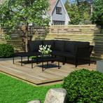 vidaXL 6-delige Loungeset met kussens PVC zwart, Verzenden, Nieuw, Kunststof, Loungeset