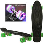 Sajan - Skateboard - LED - Penny board - Zwart-Groen - 22.5, Nieuw, Skateboard, Verzenden