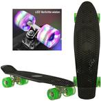 Sajan - Skateboard - LED - Penny board - Zwart-Groen - 22.5, Sport en Fitness, Skateboarden, Nieuw, Skateboard, Verzenden