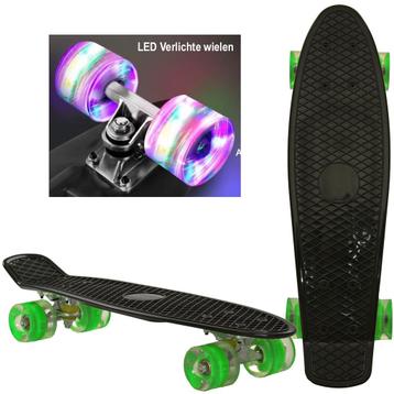 Sajan - Skateboard - LED - Penny board - Zwart-Groen - 22.5 beschikbaar voor biedingen