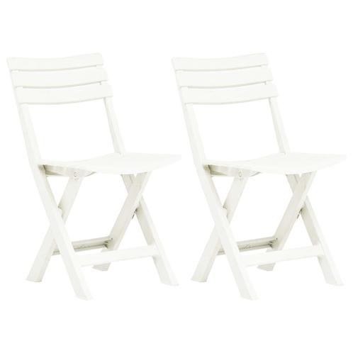 vidaXL Tuinstoelen inklapbaar 2 st kunststof wit, Tuin en Terras, Tuinstoelen, Nieuw, Kunststof, Verzenden