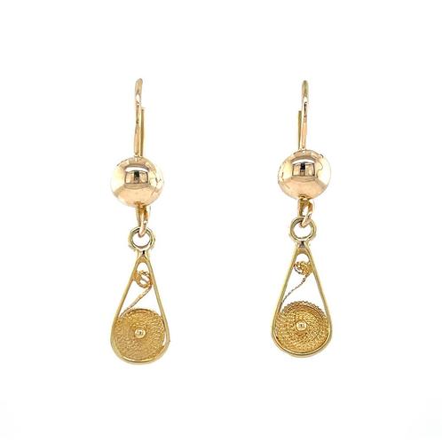 Gouden vintage fantasie oorhangers 18 krt, Sieraden, Tassen en Uiterlijk, Oorbellen, Nieuw, Ophalen of Verzenden