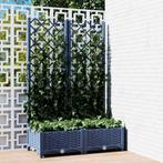 vidaXL Plantenbak met trellis blauwgrijs 80x40x121,5 cm PP, Verzenden, Nieuw, Kunststof, 60 tot 100 cm
