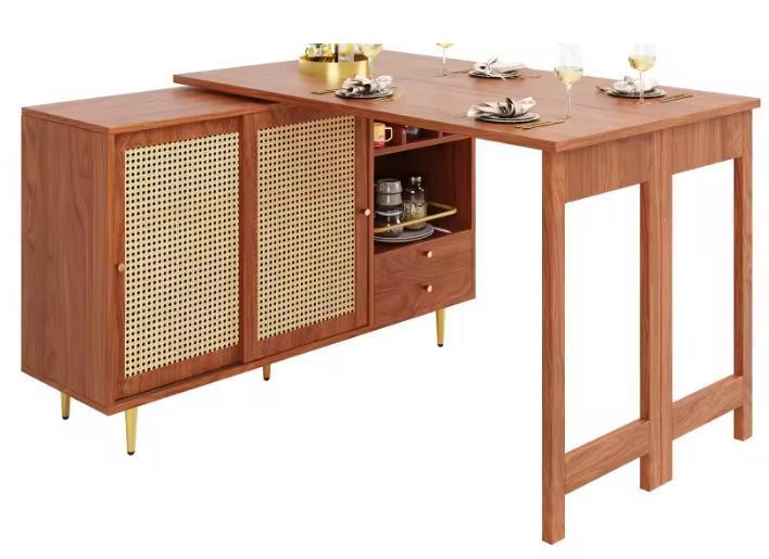 Draaibare Keukentafel met Rotan Deur en Opbergruimte, Huis en Inrichting, Keuken | Keukenelementen, Nieuw, Verzenden