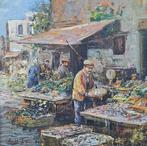 Eniko Esposito (1942-2009) - Mercato del pesce, Antiek en Kunst, Kunst | Schilderijen | Klassiek