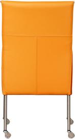 Oranje leren moderne eetkamerstoel - poot rond rvs met wiel, Nieuw, Modern, Leer, Ophalen of Verzenden