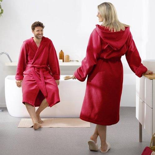 Tweedekans | Moodit Badjas Reese, Donker Rood - XL - Unisex, Huis en Inrichting, Badkamer | Badtextiel en Accessoires, Zo goed als nieuw