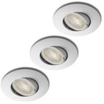 3 spotjes wit | Inbouwspot LED dimbaar | 7 watt warm wit, Nieuw, Plafondspot of Wandspot, Modern, Metaal of Aluminium