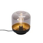 Design tafellamp zwart met goud en smoke glas - Kyan, Huis en Inrichting, Nieuw, Glas, Design, Minder dan 50 cm