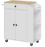 Keukeneiland met Lade en Kruidenrek – Wit op Wielen 82 cm, Verzenden, Nieuw