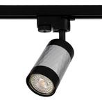 LED 1-fase Railspot met GU10 fitting | Zwart met Zilver, Huis en Inrichting, Lampen | Spots, Nieuw, Ophalen of Verzenden, Metaal of Aluminium