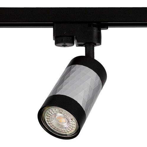 LED 1-fase Railspot met GU10 fitting | Zwart met Zilver, Huis en Inrichting, Lampen | Spots, Metaal of Aluminium, Ophalen of Verzenden