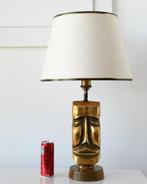 Tafellamp - Hars, Hout, Messing, Textiel, Verguld -