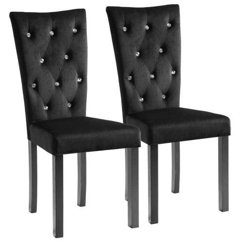 Eetkamerstoelen Zwart Fluweel (2 st) | OP=OP | Tweedekansje, Huis en Inrichting, Stoelen, Twee, Zwart, Nieuw, Ophalen of Verzenden