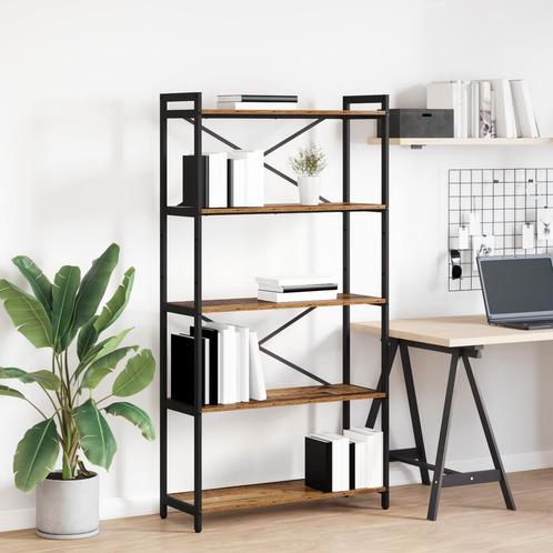 vidaXL Boekenkast Oud hout 80 x 30 x 153 cm Hout en staal, Huis en Inrichting, Kasten | Boekenkasten, Nieuw, Minder dan 50 cm