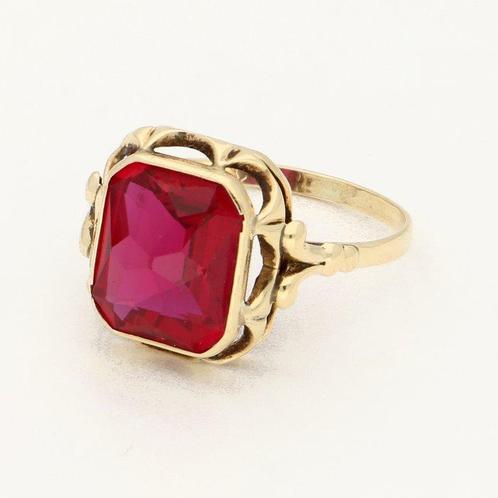 Ring - 14 karaat Geel goud Robijn, Sieraden, Tassen en Uiterlijk, Ringen