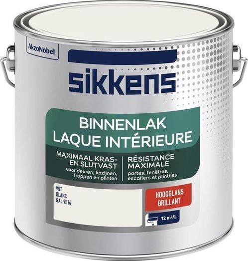 Sikkens binnenlak hoogglans RAL 9016 wit 2,5 liter, Doe-het-zelf en Verbouw, Verf, Beits en Lak, Nieuw, Ophalen of Verzenden