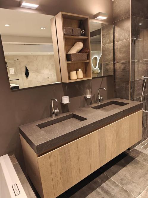 Design badmeubel 160cm met houtfineer fronten - 0011, Huis en Inrichting, Badkamer | Badkamermeubels, Wastafelkast, Nieuw, 150 tot 200 cm