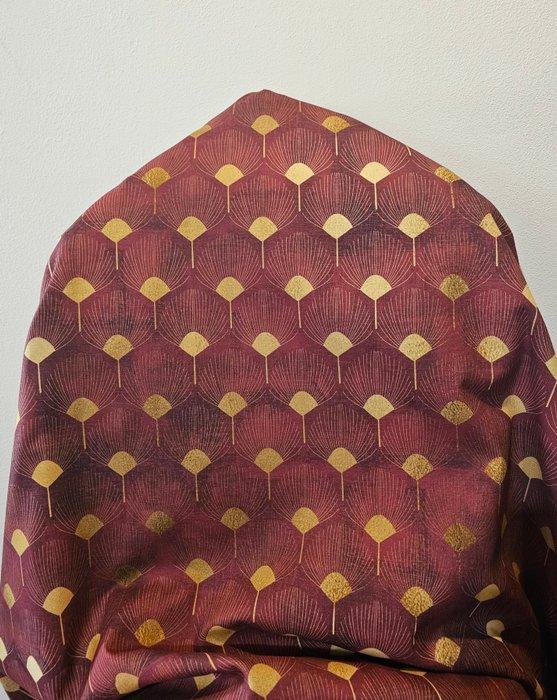 Exclusieve stof met Art Deco patroon in vin rouge. - Textiel, Antiek en Kunst, Antiek | Kleden en Textiel