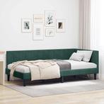 vidaXL Hoekbedframe met hoofdeinde Donkergroen 100 x 200 cm, Huis en Inrichting, Slaapkamer | Bedden, Verzenden, Nieuw, Groen